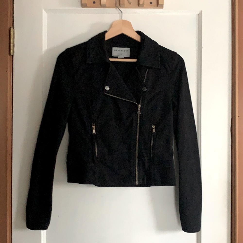 Blk knit moto jacket by Marrakech (Anthropologie)